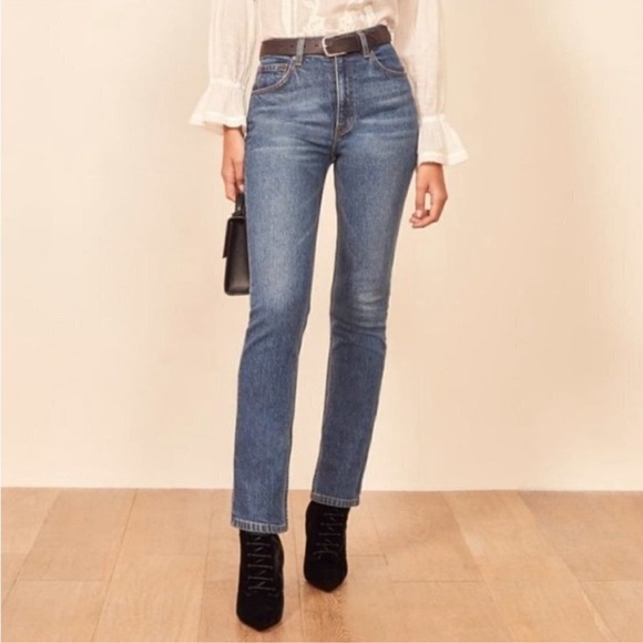 Reformation Denim - Reformation The Liza High Rise Straight Jeans in Laguna Wash